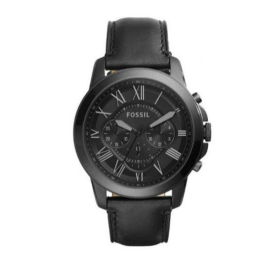 Fossil Grant Chronograph Black Dial Black Leather Strap Watch for Men - FS5132 Buy Now By Fossil