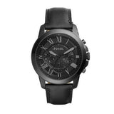 Fossil Grant Chronograph Black Dial Black Leather Strap Watch for Men - FS5132 Buy Now By Fossil