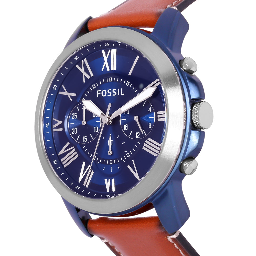 Fossil Grant Chronograph Blue Dial Brown Leather Strap Watch for Men - FS5151 Buy Now By Fossil