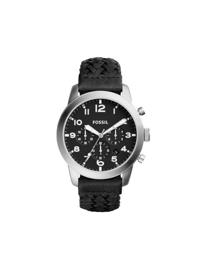 Fossil Pilot 54 Chronograph Black Dial Black Leather Strap Watch for Men - FS5181 Buy Now By Fossil