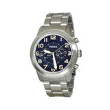 Fossil Pilot 54 Chronograph Navy Blue Dial Silver Steel Strap Watch for Men - FS5203 Buy Now By Fossil