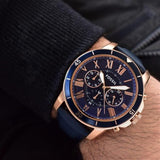 Fossil Grant Sport Chronograph Blue Dial Blue Leather Strap Watch for Men - FS5237 Buy Now By Fossil