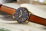 Fossil Grant Sport Chronograph Blue Dial Brown Leather Strap Watch for Men - FS5268 Buy Now By Fossil