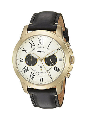 Fossil Grant Chronograph White Dial Black Leather Strap Watch for Men - FS5272 Buy Now By Fossil