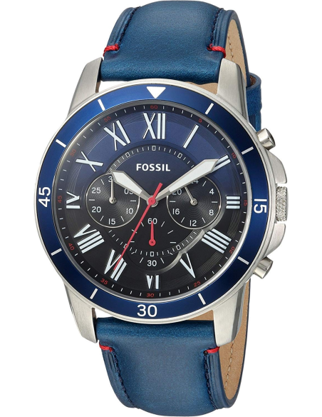 Fossil Grant Chronograph Blue Dial Blue Leather Strap Watch for Men - FS5373 Buy Now By Fossil