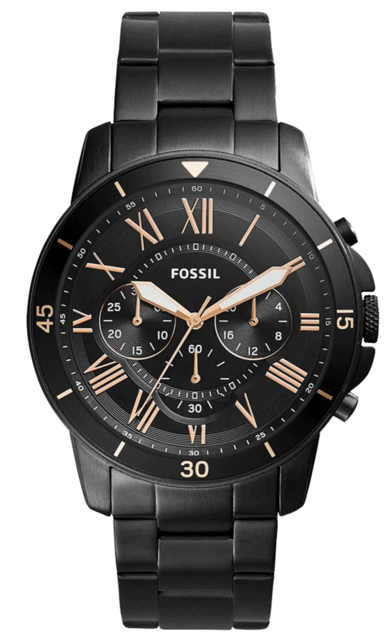 Fossil Grant Sport Chronograph Black Dial Black Steel Strap Watch for Men - FS5374 Buy Now By Fossil