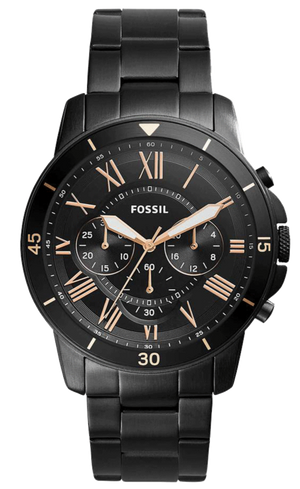 Fossil Grant Sport Chronograph Black Dial Black Steel Strap Watch for Men - FS5374 Buy Now By Fossil