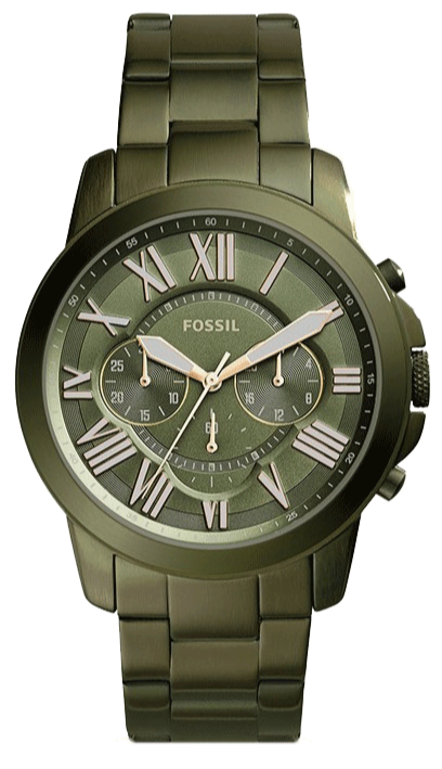 Fossil Grant Chronograph Olive Green Dial Green Steel Strap Watch for Men - FS5375 Buy Now By Fossil