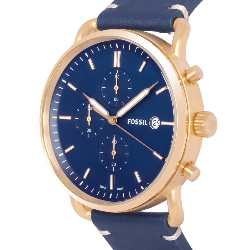 Fossil The Commuter Blue Dial Blue Leather Strap Watch for Men - FS5404 Buy Now By Fossil