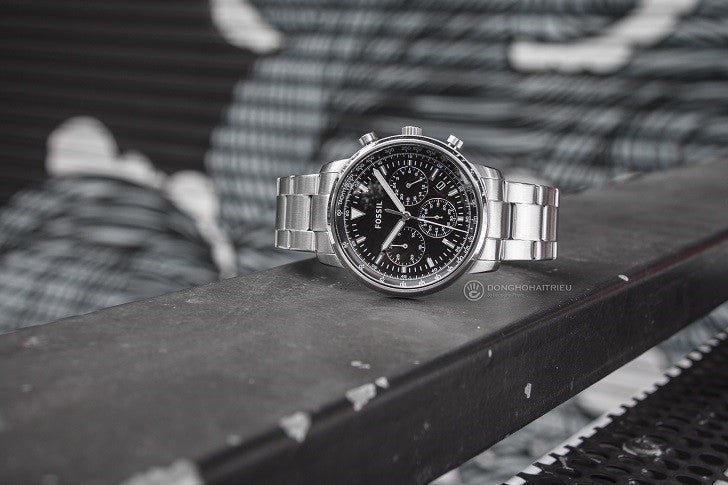 Fossil Goodwin Chronograph Black Dial Silver Steel Strap Watch for Men - FS5412 Buy Now By Fossil
