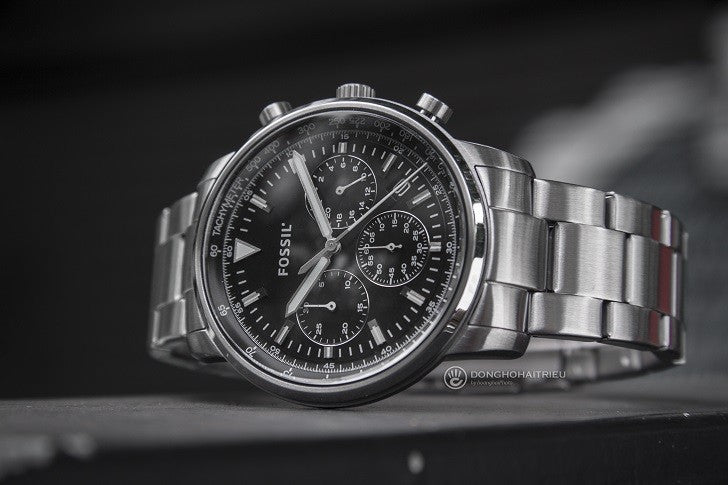 Fossil Goodwin Chronograph Black Dial Silver Steel Strap Watch for Men - FS5412 Buy Now By Fossil