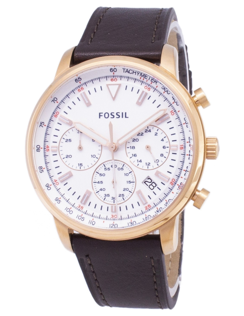 Fossil Goodwin Chronograph White Dial Brown Leather Strap Watch for Men - FS5415 Buy Now By Fossil