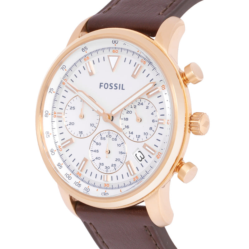 Fossil Goodwin Chronograph White Dial Brown Leather Strap Watch for Men - FS5415 Buy Now By Fossil
