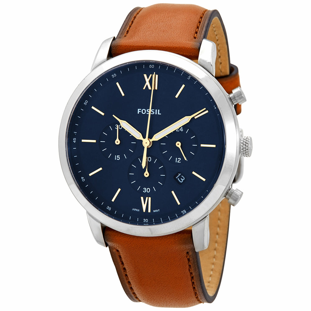 Fossil Neutra Chronograph Blue Dial Brown Leather Strap Watch for Men - FS5453 Buy Now By Fossil