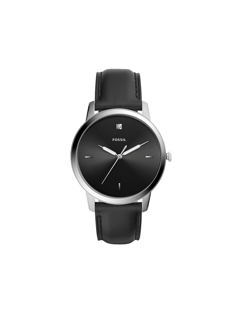 Fossil The Minimalist Carbon Series Black Dial Black Leather Strap Watch for Men - FS5497 Buy Now By Fossil