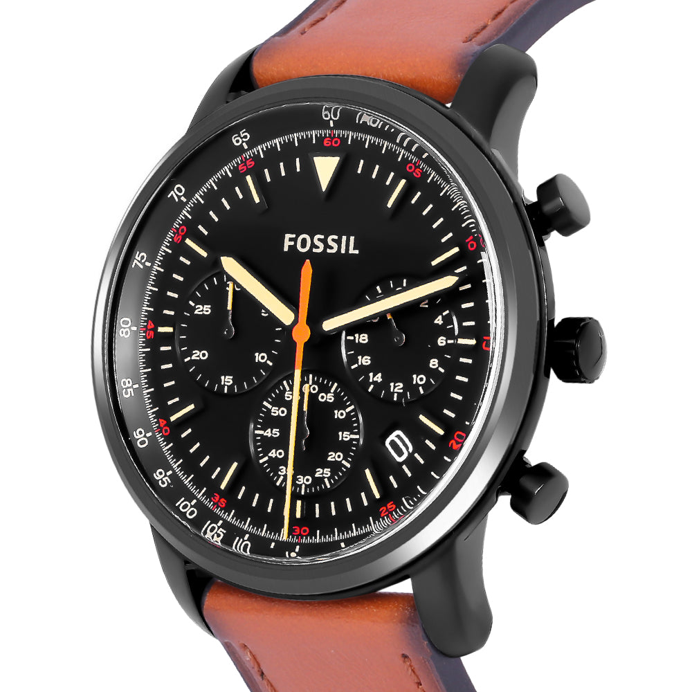 Fossil Goodwin Luggage Chronograph Black Dial Brown Leather Strap Watch for Men - FS5501 Buy Now By Fossil