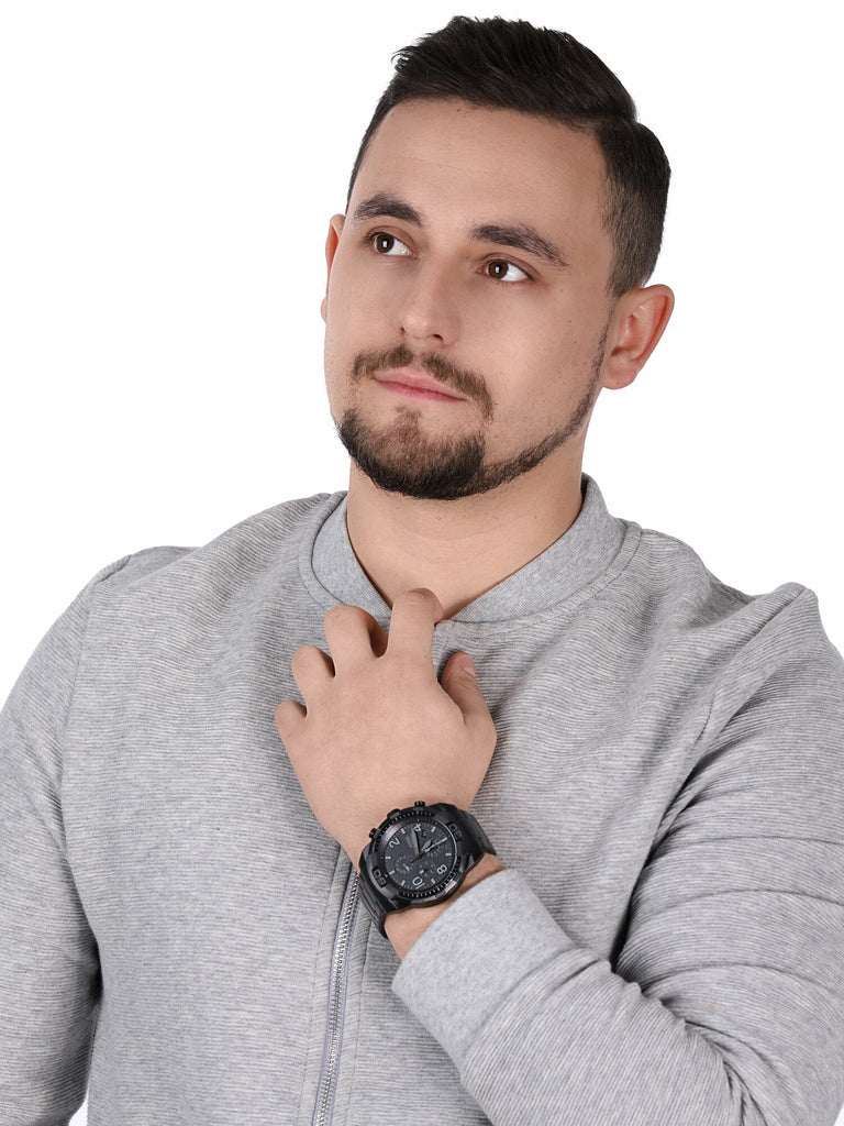 Fossil Bronson Chronograph Black Dial Black Steel Strap Watch for Men - FS5712 Buy Now By Fossil