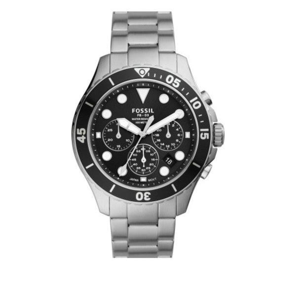 Fossil FB-03 Chronograph Black Dial Silver Steel Strap Watch for Men - FS5725 Buy Now By Fossil