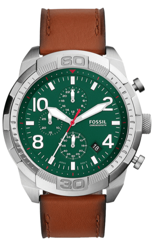 Fossil Bronson Chronograph Green Dial Brown Leather Strap Watch for Men - FS5738 Buy Now By Fossil