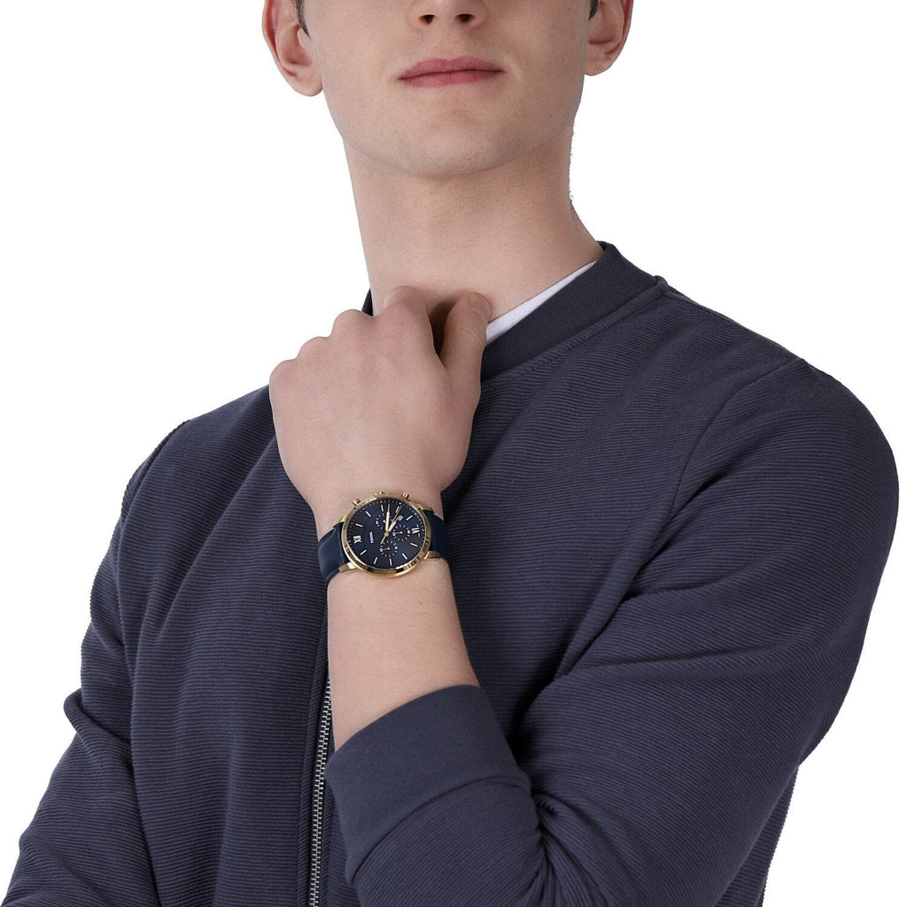 Fossil Neutra Chronograph Blue Dial Blue Leather Strap Watch for Men - FS5790 Buy Now By Fossil