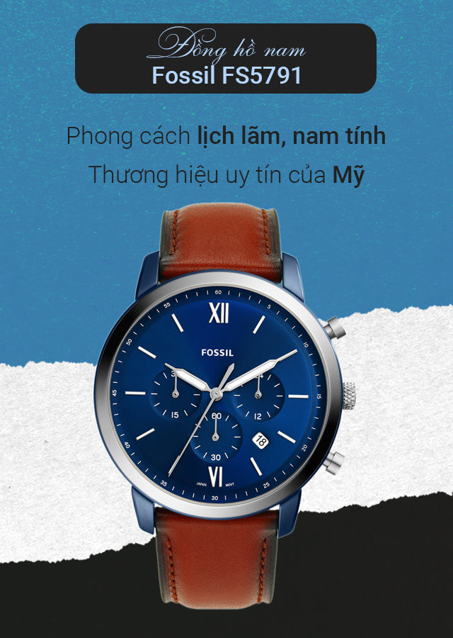 Fossil Neutra Chronograph Blue Dial Brown Leather Strap Watch for Men - FS5791 Buy Now By Fossil