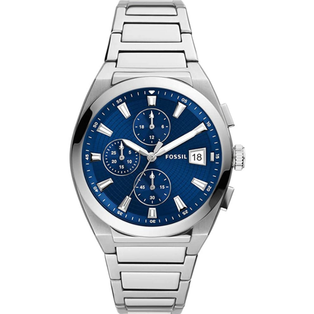 Fossil Everett Chronograph Blue Dial Silver Steel Strap Watch for Men - FS5795 Buy Now By Fossil