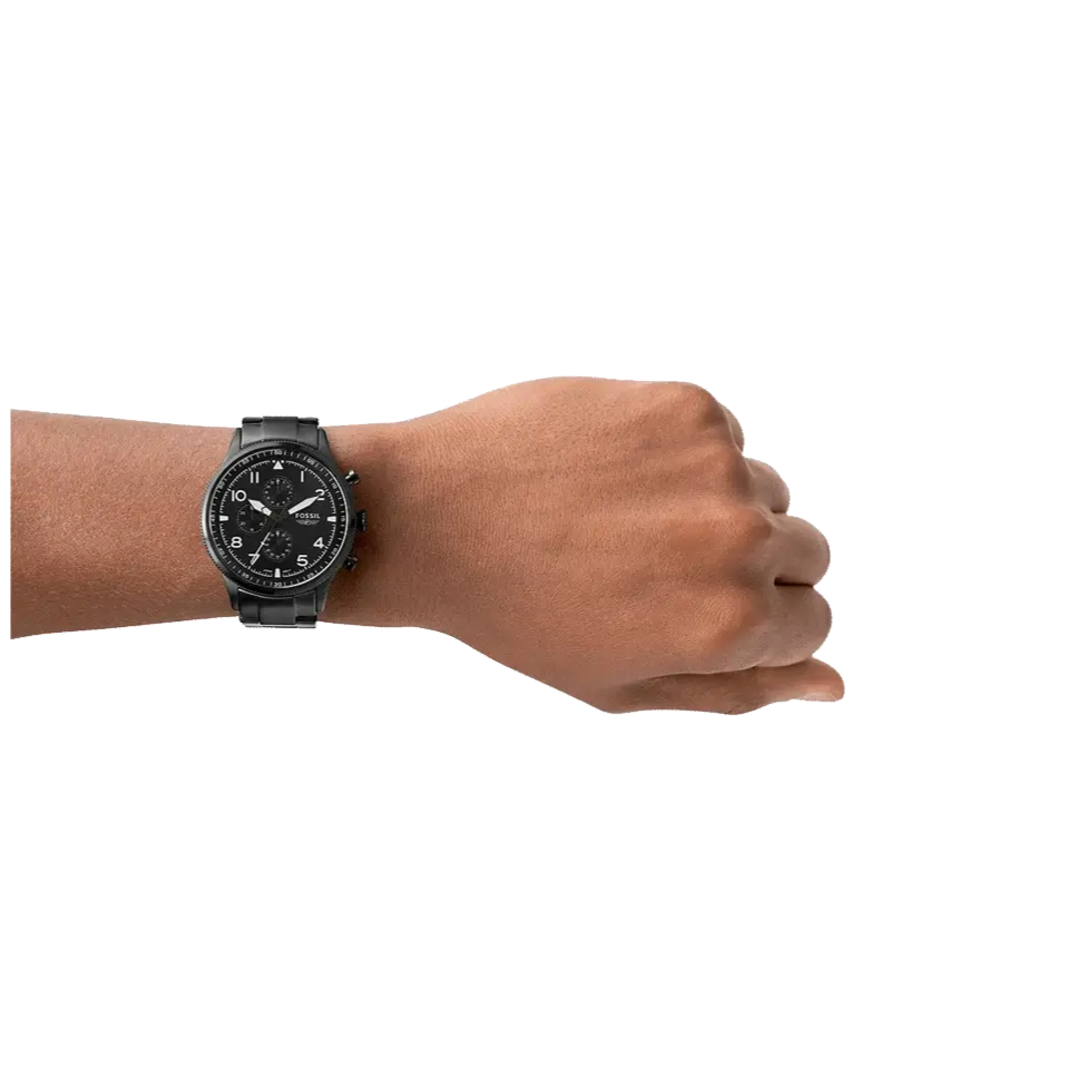 Fossil Pilot Chronograph Black Dial Black Steel Strap Watch for Men - FS5811 Buy Now By Fossil