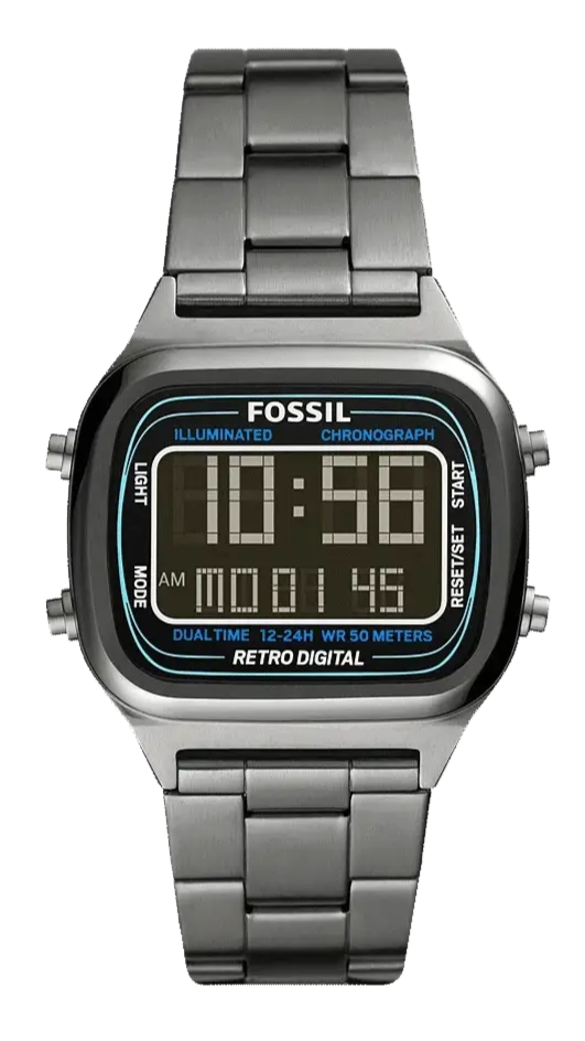 Fossil Retro Digital Black Dial Black Steel Strap Watch for Men - FS5846 Buy Now By Fossil