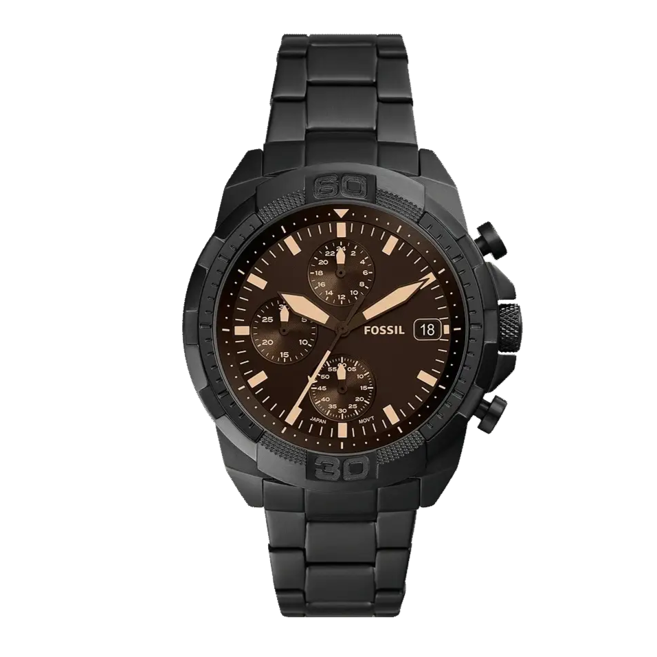 Fossil Bronson Chronograph Black Dial Black Steel Strap Watch for Men - FS5851 Buy Now By Fossil