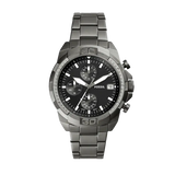 Fossil Bronson Chronograph Black Dial Grey Steel Strap Watch for Men - FS5852 Buy Now By Fossil