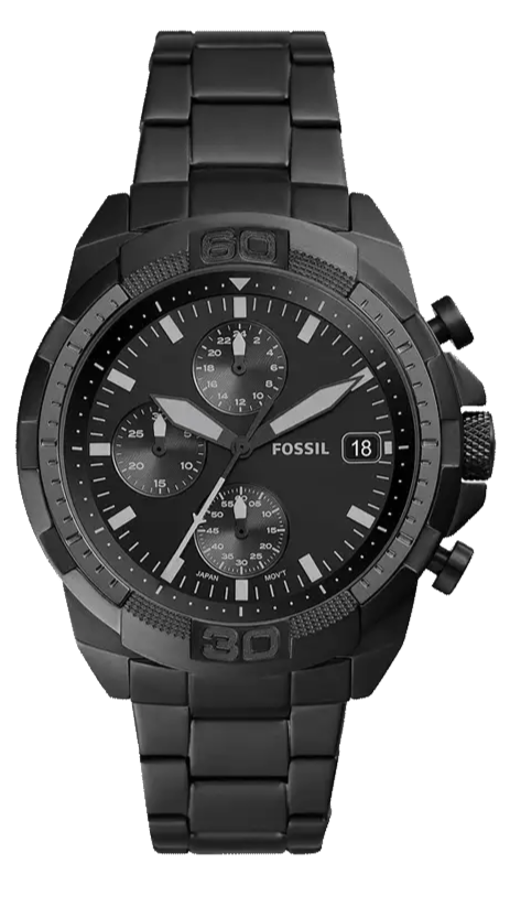 Fossil Bronson Chronograph Black Dial Black Steel Strap Watch for Men - FS5853 Buy Now By Fossil