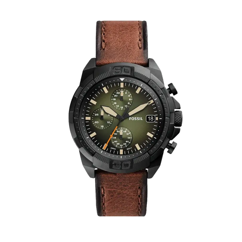 Fossil Bronson Chronograph Black Dial Brown Leather Strap Watch for Men - FS5856 Buy Now By Fossil