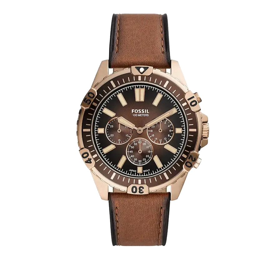 Fossil Garrett Chronograph Brown Dial Brown Leather Strap Watch for Men - FS5867 Buy Now By Fossil