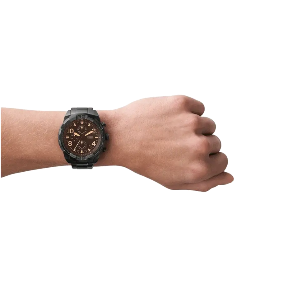 Fossil Bronson Chronograph Black Dial Black Steel Strap Watch for Men - FS5876 Buy Now By Fossil