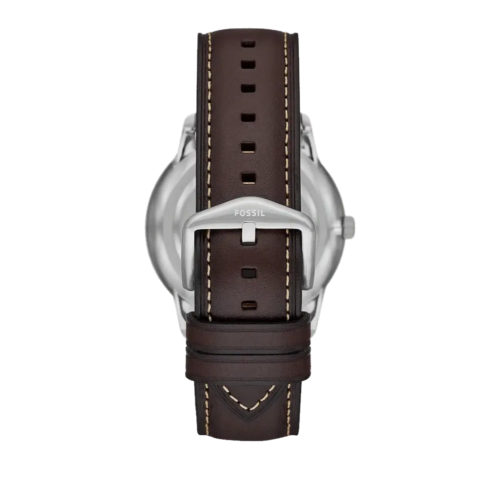 Fossil Neutra Minimalist Moonphase Silver Dial Brown Leather Strap Watch for Men - FS5905 Buy Now By Fossil