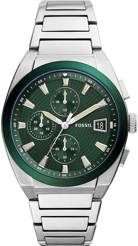 Fossil Everett Chronograph Green Dial Silver Steel Strap Watch for Men - FS5964 Buy Now By Fossil