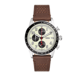 Fossil Sport Tourer Chronograph White Dial Brown Leather Strap Watch for Men - FS6042 Buy Now By Fossil
