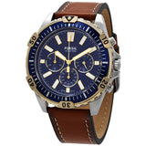 Fossil Garrett Chronograph Blue Dial Brown Leather Strap Watch for Men - FS5625 Buy Now By Fossil