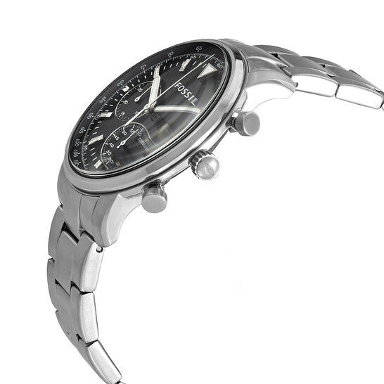 Fossil Goodwin Chronograph Black Dial Silver Steel Strap Watch for Men - FS5412 Buy Now By Fossil