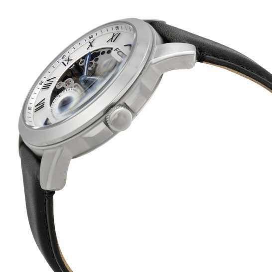Fossil Grant Skeleton White Dial Black Leather Strap Watch for Men - ME3053 Buy Now By Fossil
