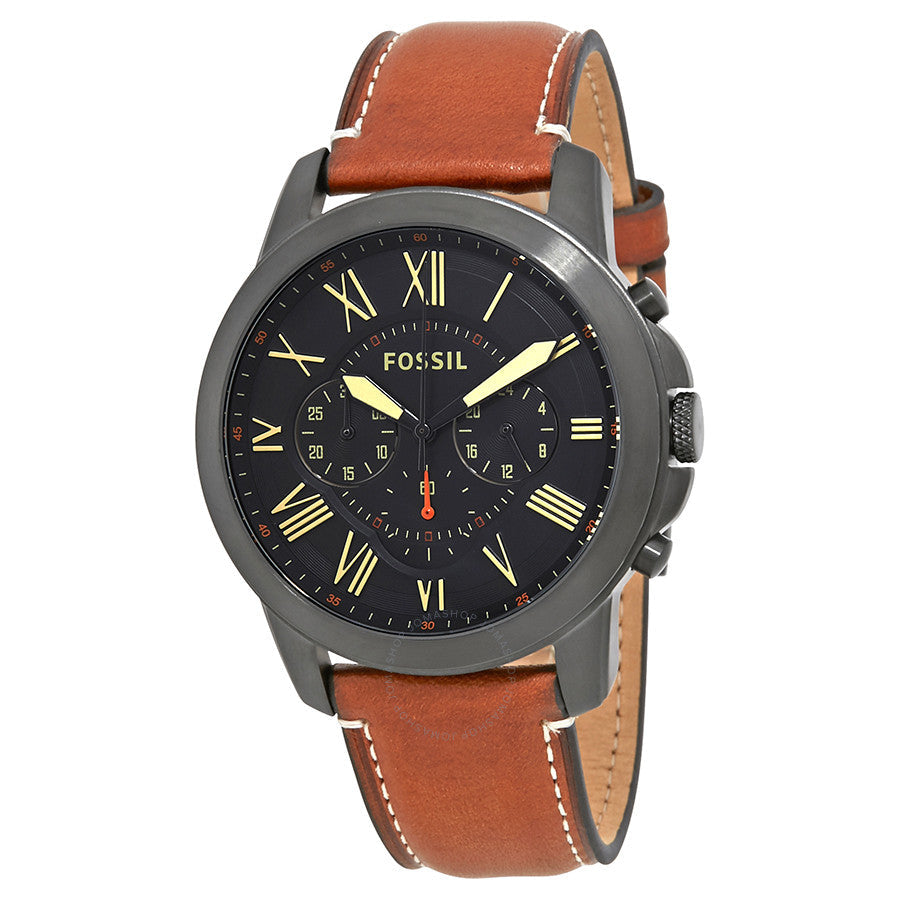 Fossil Grant Chronograph Black Dial Brown Leather Strap Watch for Men - FS5241 Buy Now By Fossil