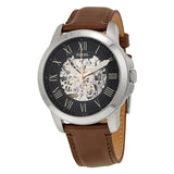Fossil Grant Automatic Skeleton Black Dial Brown Leather Strap Watch for Men - ME3100 Buy Now By Fossil