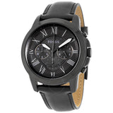Fossil Grant Chronograph Black Dial Black Leather Strap Watch for Men - FS5132 Buy Now By Fossil