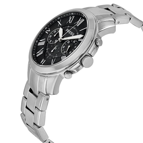 Fossil Grant Chronograph Black Dial Silver Steel Strap Watch for Men - FS4994 Buy Now By Fossil