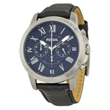 Fossil Grant Chronograph Blue Dial Black Leather Strap Watch for Men - FS4990 Buy Now By Fossil