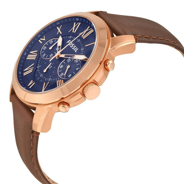 Fossil Pilot 54 Chronograph Blue Dial Brown Leather Strap Watch for Men - FS5204 Buy Now By Fossil