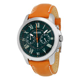 Fossil Grant Chronograph Green Dial Brown Leather Strap Watch for Men - FS4918 Buy Now By Fossil