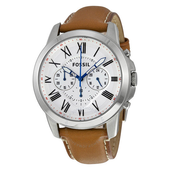 Fossil Grant Chronograph White Dial Brown Leather Strap Watch for Men - FS5060 Buy Now By Fossil