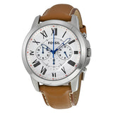 Fossil Grant Chronograph White Dial Brown Leather Strap Watch for Men - FS5060 Buy Now By Fossil