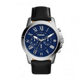 Fossil Grant Chronograph Blue Dial Black Leather Strap Watch for Men - FS4990 Buy Now By Fossil